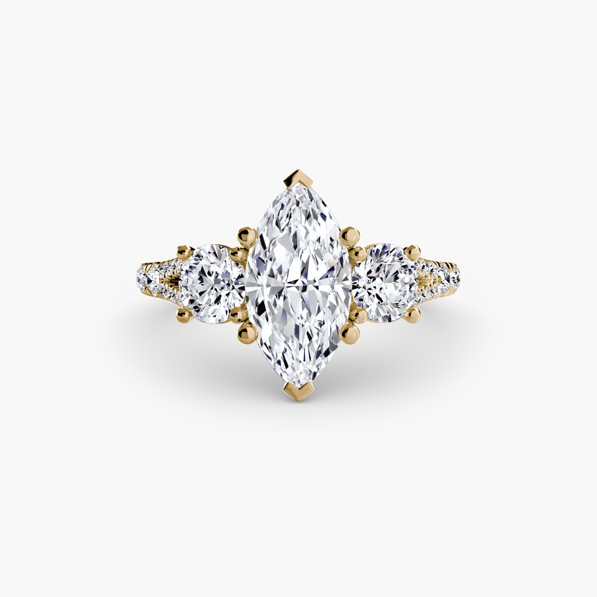 Three-Stone with Pavé Band 3-setting-The Diamond Setter