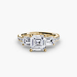 Three-Stone Ring with Pavé Band 4-setting-The Diamond Setter