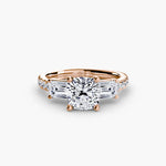 Three-Stone Ring with Pavé Band 4-setting-The Diamond Setter