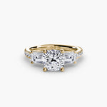 Three-Stone Ring with Pavé Band 4-setting-The Diamond Setter