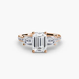 Three-Stone Ring with Pavé Band 4-setting-The Diamond Setter