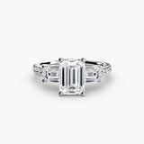 Three-Stone Ring with Pavé Band 4-setting-The Diamond Setter