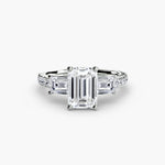 Three-Stone Ring with Pavé Band 4-setting-The Diamond Setter