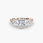 Three-Stone Ring with Pavé Band 4-setting-The Diamond Setter