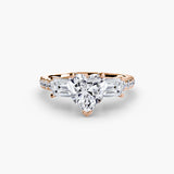 Three-Stone Ring with Pavé Band 4-setting-The Diamond Setter