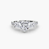 Three-Stone Ring with Pavé Band 4-setting-The Diamond Setter