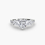 Three-Stone Ring with Pavé Band 4-setting-The Diamond Setter