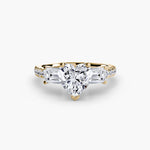 Three-Stone Ring with Pavé Band 4-setting-The Diamond Setter