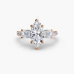 Three-Stone Ring with Pavé Band 4-setting-The Diamond Setter