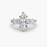 Three-Stone Ring with Pavé Band 4-setting-The Diamond Setter