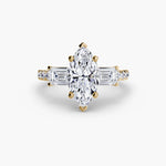 Three-Stone Ring with Pavé Band 4-setting-The Diamond Setter