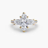 Three-Stone Ring with Pavé Band 4-setting-The Diamond Setter