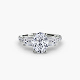 Three-Stone Ring with Pavé Band 4-setting-The Diamond Setter