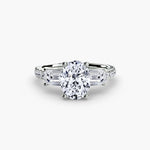 Three-Stone Ring with Pavé Band 4-setting-The Diamond Setter