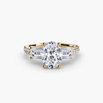Three-Stone Ring with Pavé Band 4-setting-The Diamond Setter