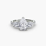 Three-Stone Ring with Pavé Band 4-setting-The Diamond Setter