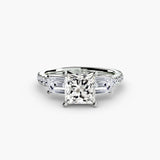 Three-Stone Ring with Pavé Band 4-setting-The Diamond Setter