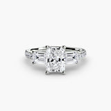 Three-Stone Ring with Pavé Band 4-setting-The Diamond Setter