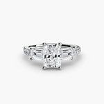 Three-Stone Ring with Pavé Band 4-setting-The Diamond Setter