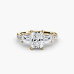 Three-Stone Ring with Pavé Band 4-setting-The Diamond Setter