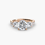 Three-Stone Ring with Pavé Band 4-setting-The Diamond Setter