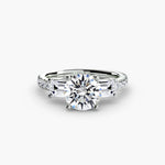Three-Stone Ring with Pavé Band 4-setting-The Diamond Setter