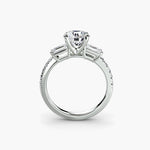 Three-Stone Ring with Pavé Band 4-setting-The Diamond Setter