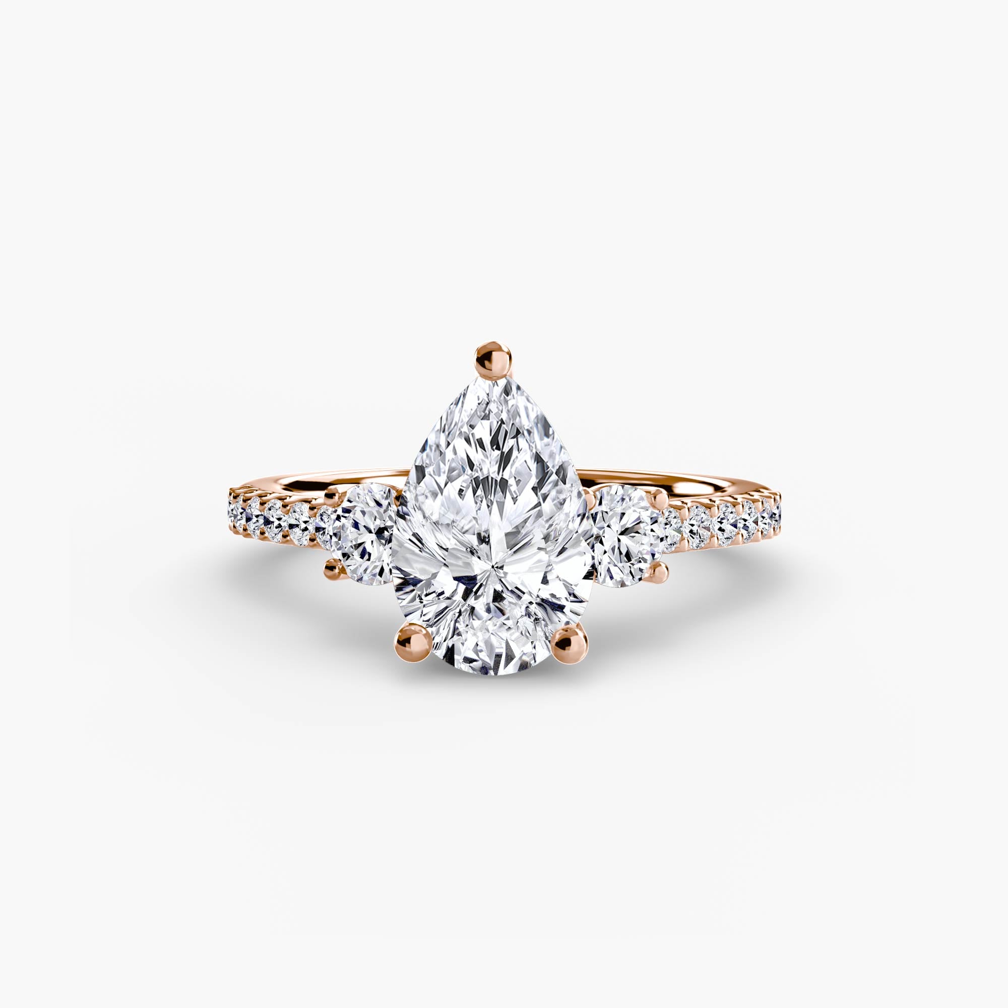 Three-Stone Ring with Pavé Band 5-setting-The Diamond Setter