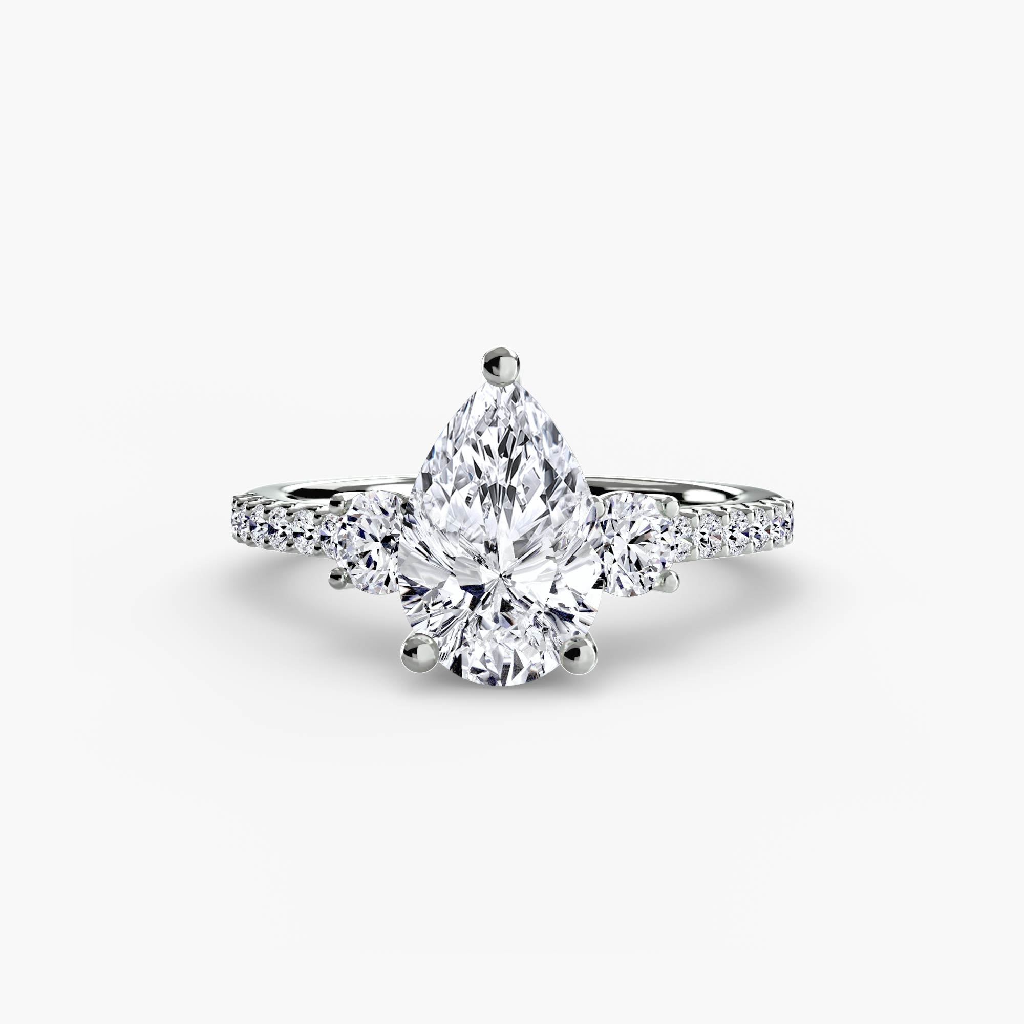 Three-Stone Ring with Pavé Band 5-setting-The Diamond Setter