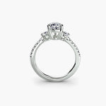 Three-Stone Ring with Pavé Band 5-setting-The Diamond Setter