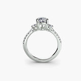 Three-Stone Ring with Pavé Band 5-setting-The Diamond Setter