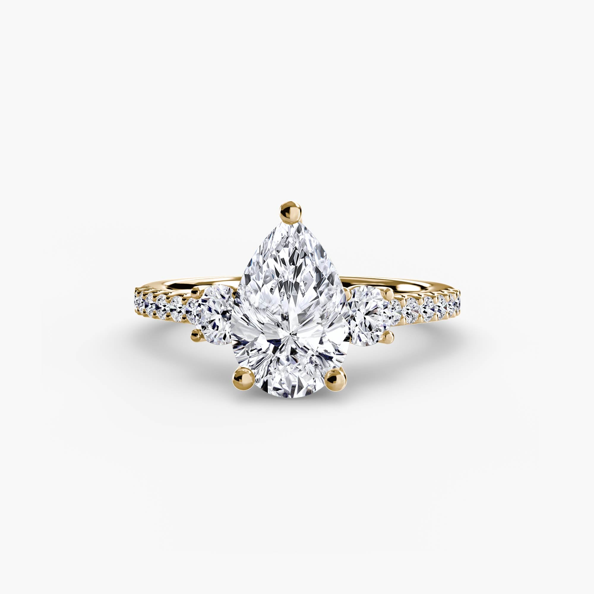 Three-Stone Ring with Pavé Band 5-setting-The Diamond Setter