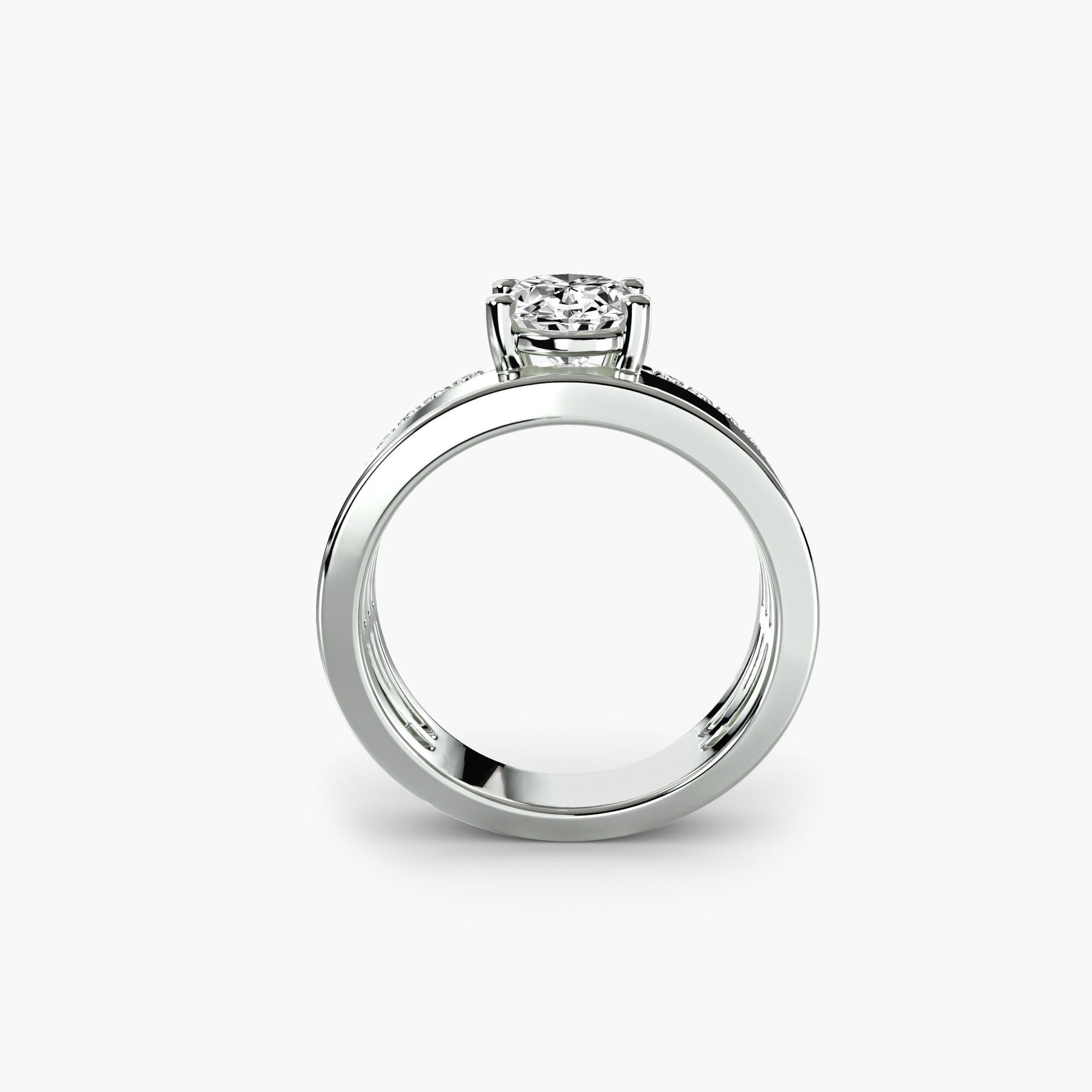 Wide Band Solitaire with Pavé Band-setting-The Diamond Setter