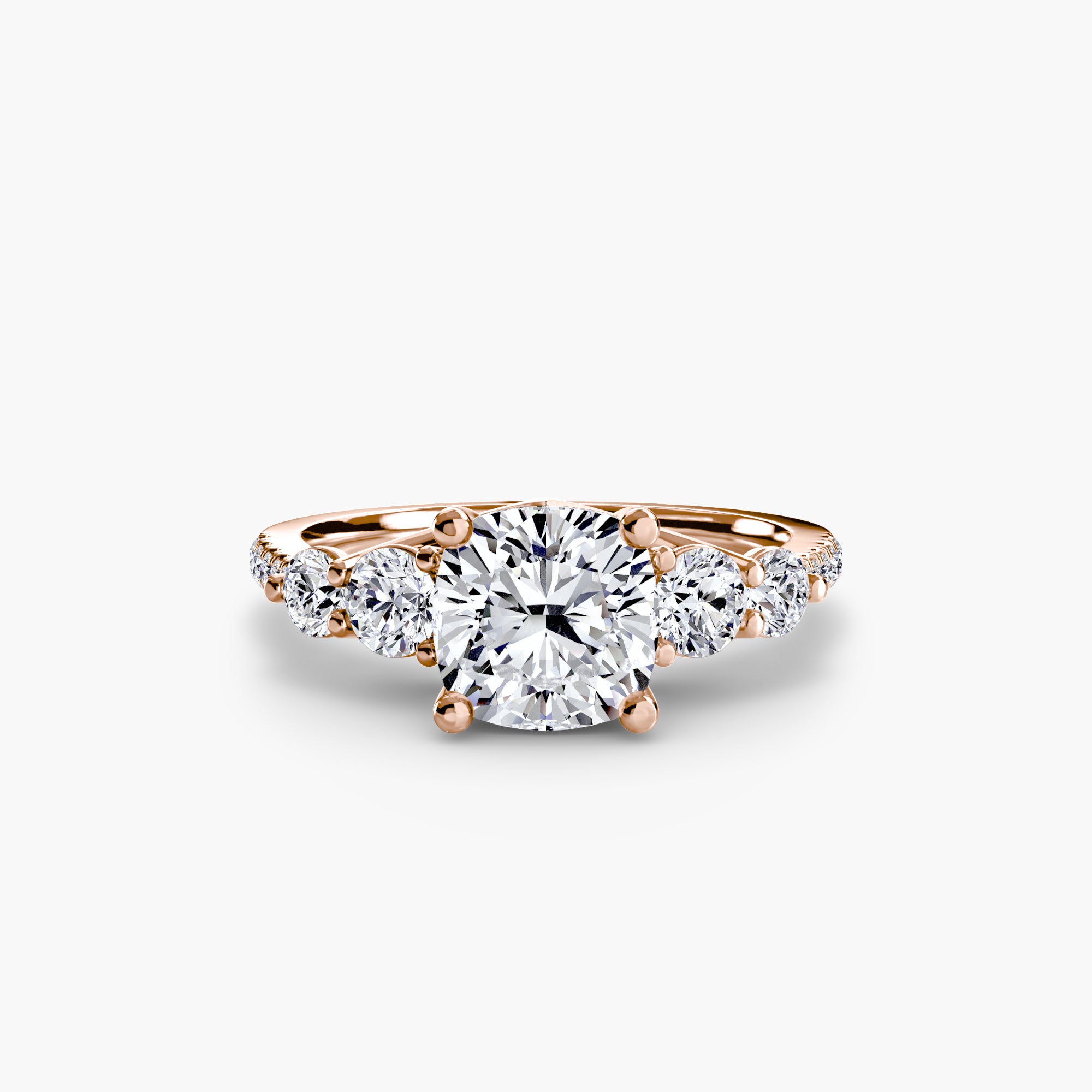 Five Stone Ring with Pavé Band-setting-The Diamond Setter