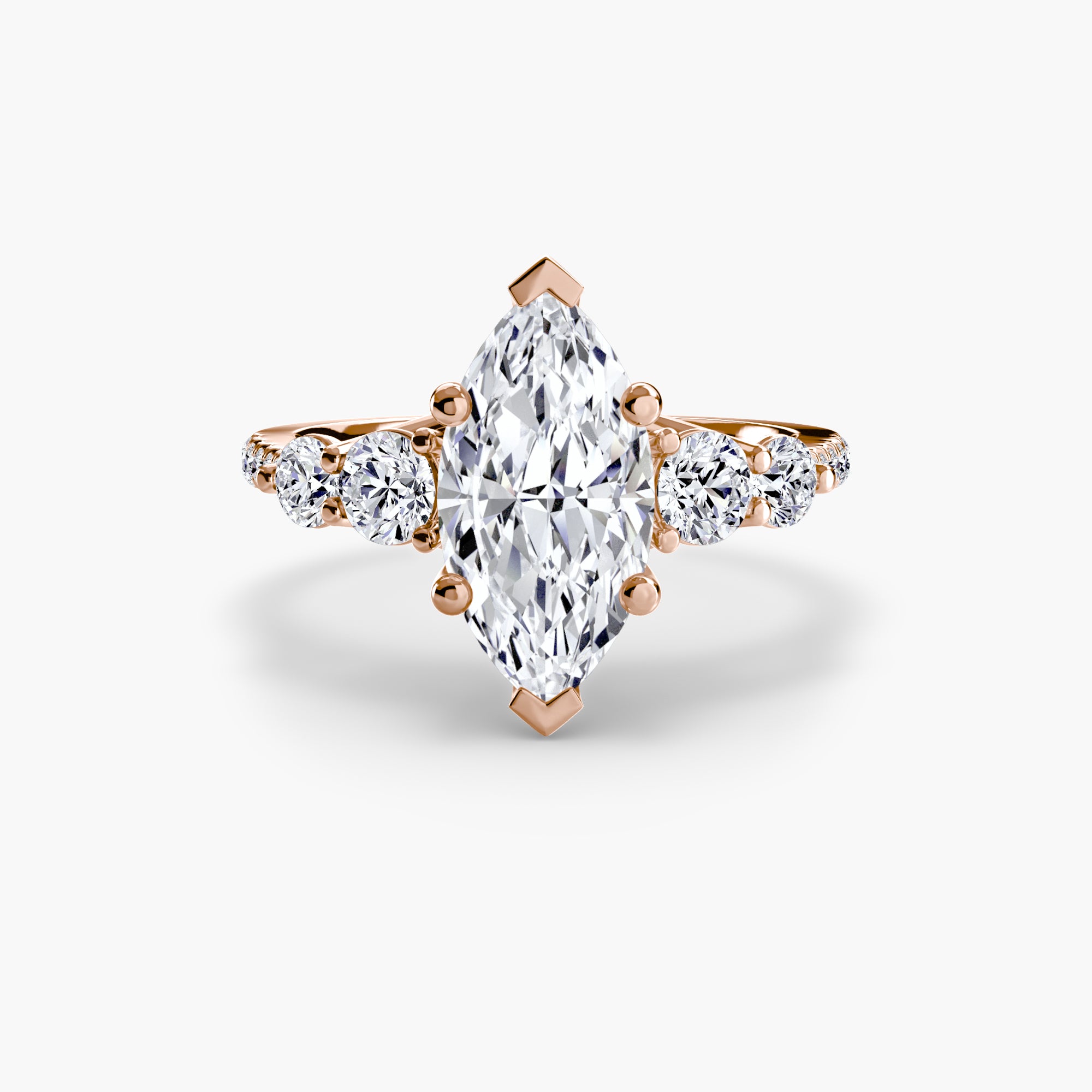 Five Stone Ring with Pavé Band-setting-The Diamond Setter