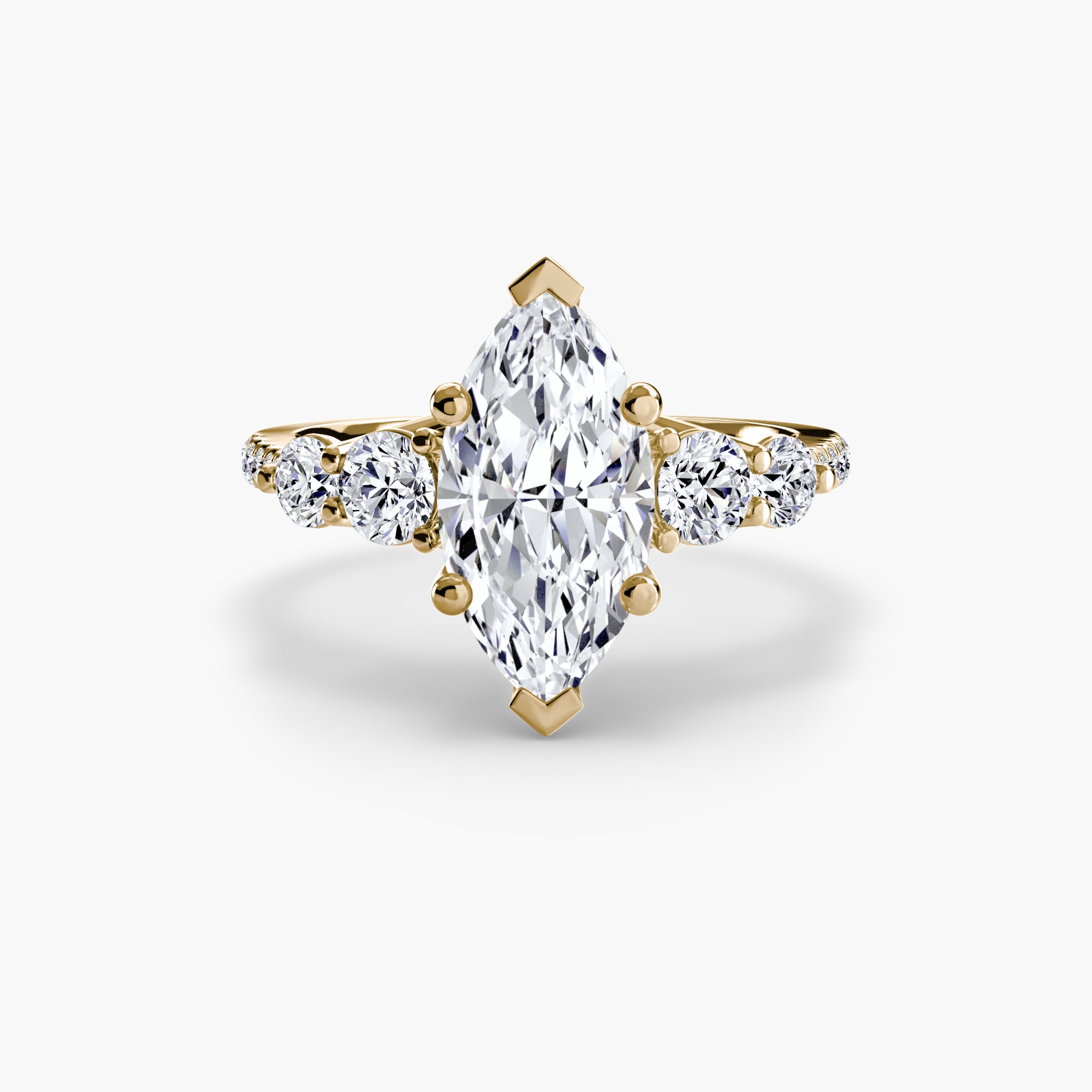 Five Stone Ring with Pavé Band-setting-The Diamond Setter