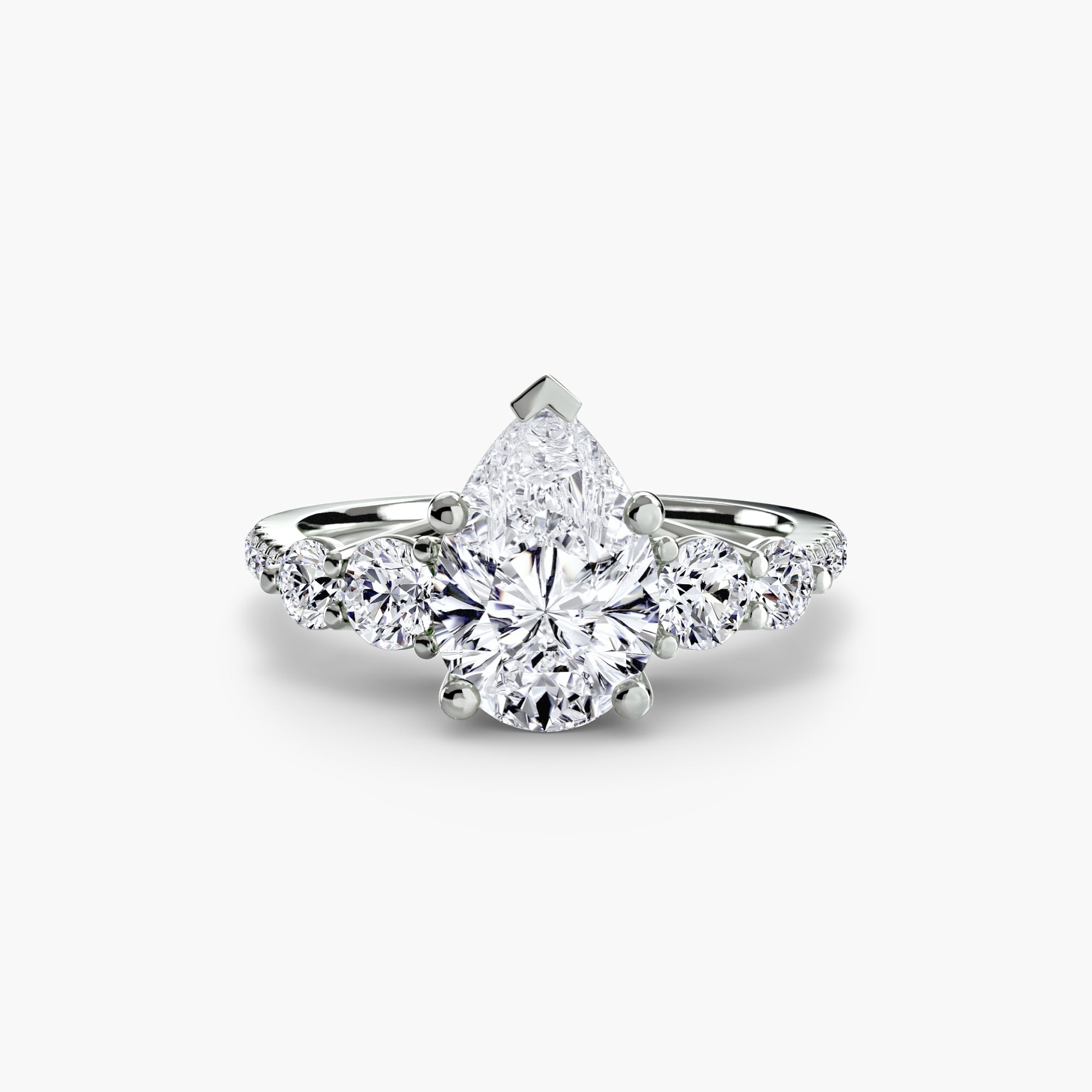 Five Stone Ring with Pavé Band-setting-The Diamond Setter