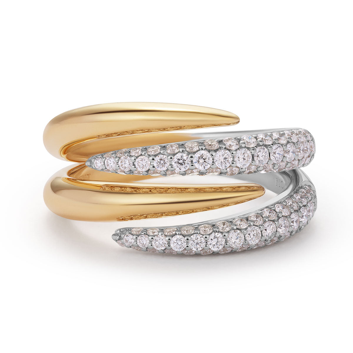 Two Toned Double Diamond Set Embrace Ring-The Diamond Setter