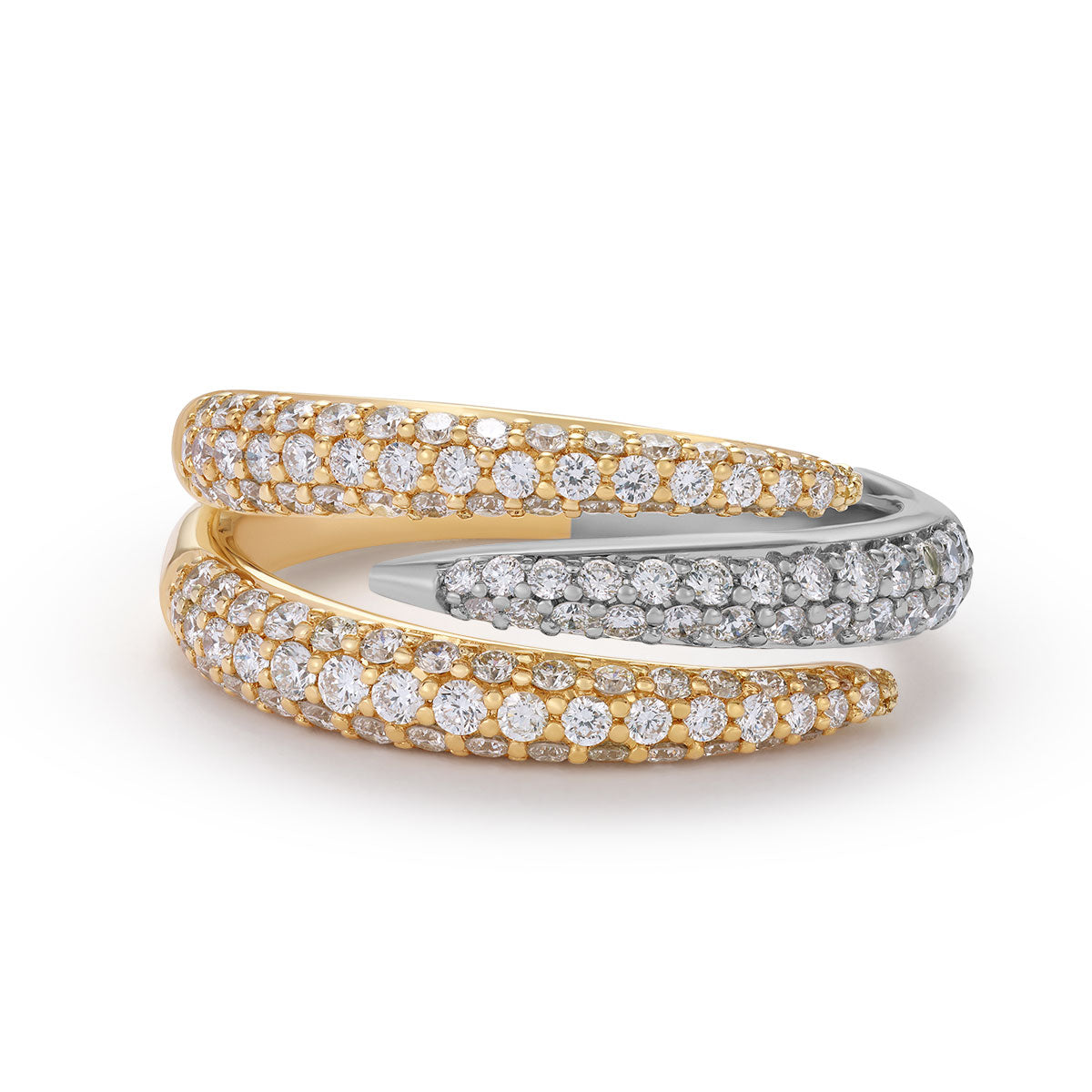 Two Toned 3 Band Diamond Set Embrace Ring-The Diamond Setter