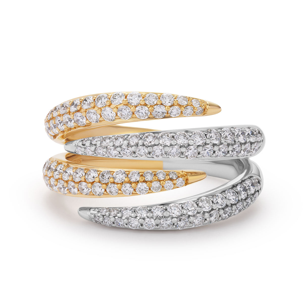 Two Toned 4 Band Diamond Set Embrace Ring-The Diamond Setter