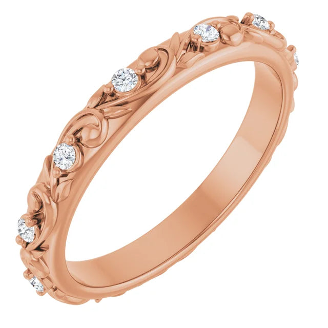 Floral inspired wedding band-The Diamond Setter