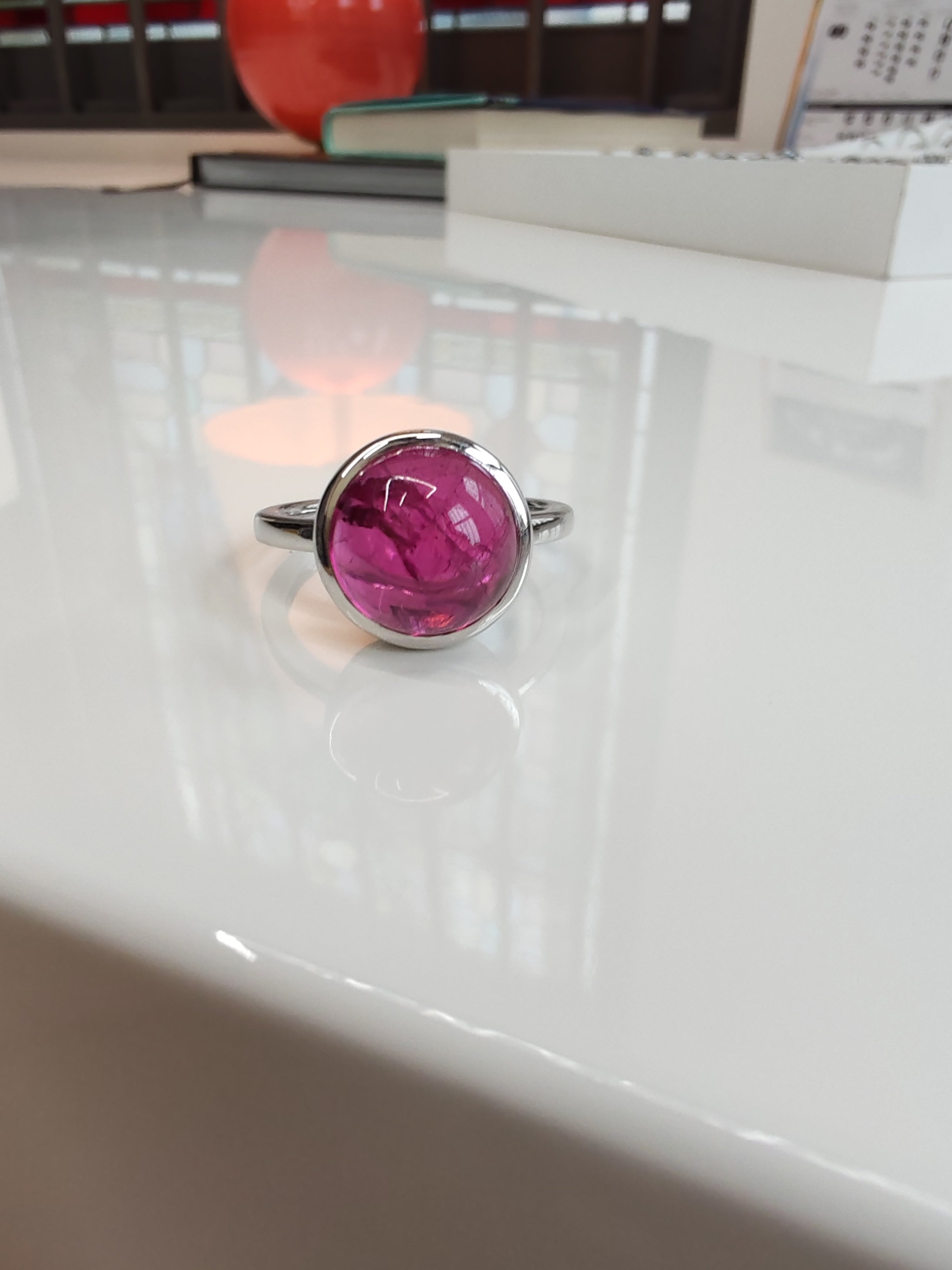 Rubelite cabochon ring-The Diamond Setter