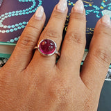 Rubelite cabochon ring-The Diamond Setter