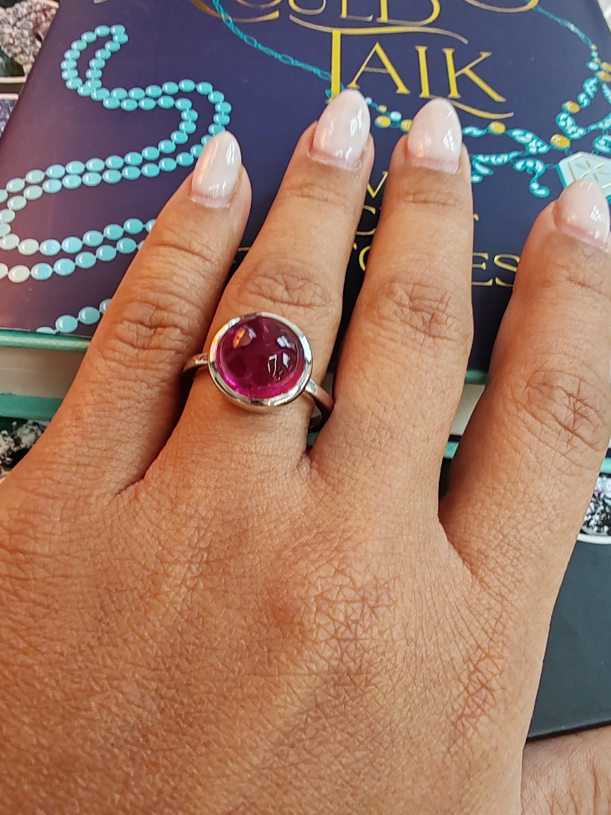 Rubelite cabochon ring-The Diamond Setter