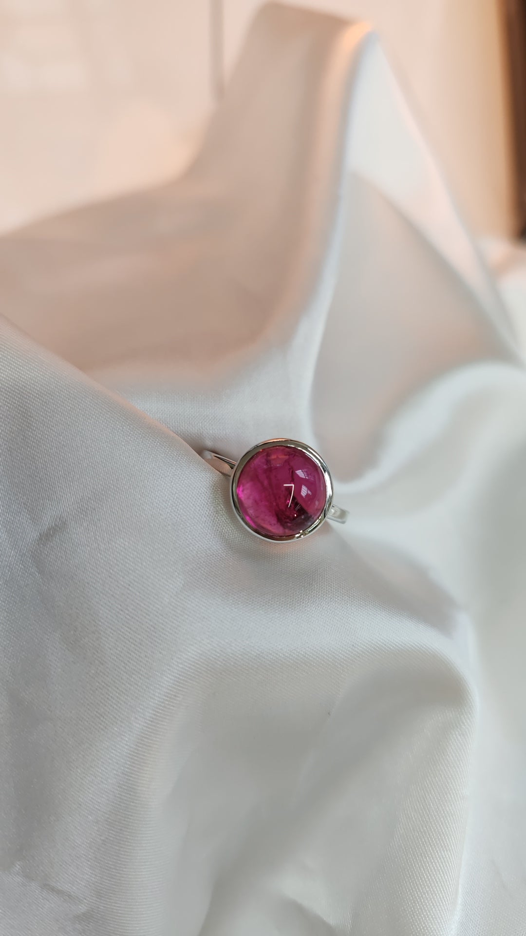 Rubelite cabochon ring-The Diamond Setter