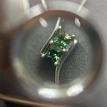 Platinum Teal Sapphire Princess Cut Pendant-The Diamond Setter