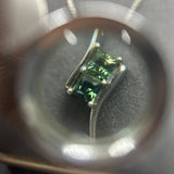 Platinum Teal Sapphire Princess Cut Pendant-The Diamond Setter