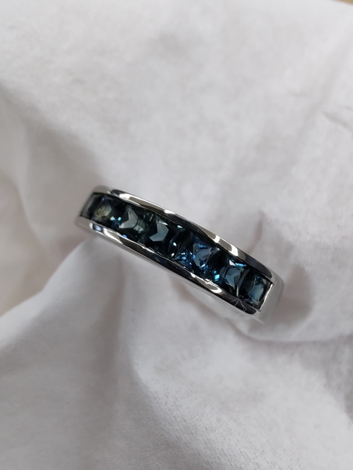 Platinum Teal Sapphire Half Eternity Band-The Diamond Setter