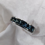 Platinum Teal Sapphire Half Eternity Band-The Diamond Setter