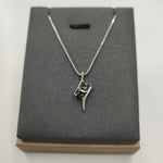 Platinum Teal Sapphire Princess Cut Pendant-The Diamond Setter